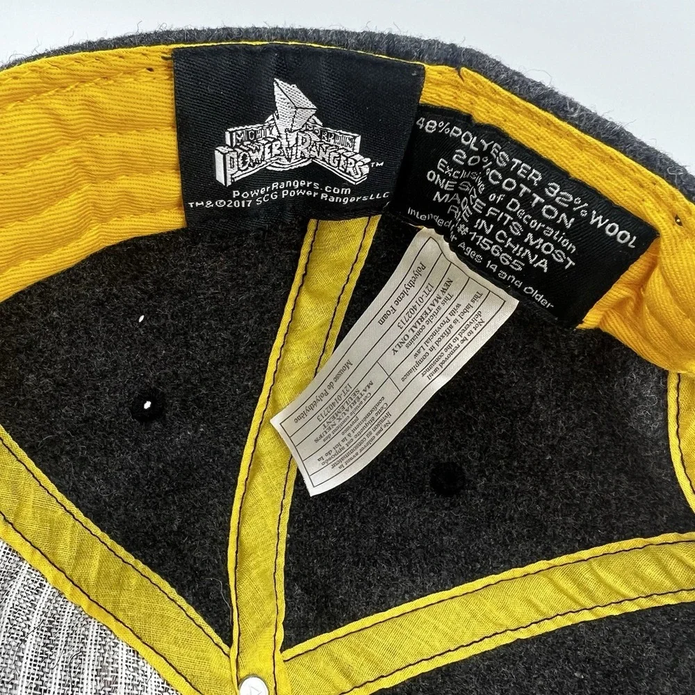 Mighty Morphin Power Rangers Embroidered Snapback Hat BioWorld Gray Yellow OSFA